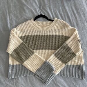 moon & madison Cream and Gray Striped Sweater